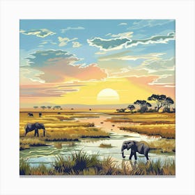 Sunset In The Savannah 3 Canvas Print