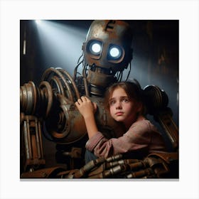 Girl With A Robot Canvas Print