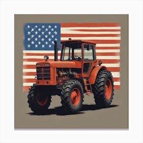 American Flag Tractor Canvas Print