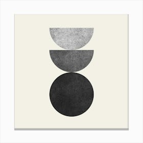 The Balance - Scandinavian Half-moon Circle Abstract Minimalist - Black and White Grey 2 Canvas Print