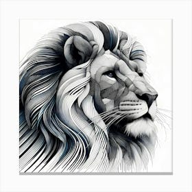 Male Lion Head - Abstract Line Art Illustration 119 Canvas Print