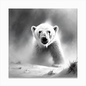 Bear Cub in Flurry of Snow Canvas Print