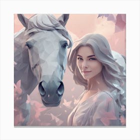 Girl With A Horse 9 Canvas Print