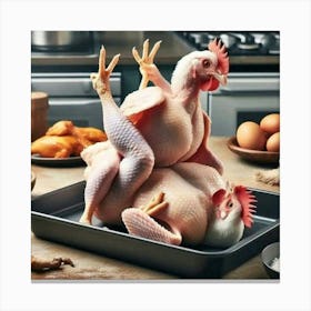 Chickens On A Tray Canvas Print