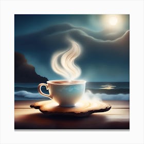 Coffee Cup On A Wooden Table Canvas Print