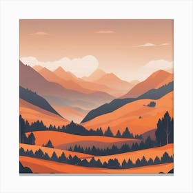 Misty mountains background in orange tone 26 Canvas Print