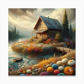 Abstract Cabin By The Lake 3 001 001 Copy Canvas Print