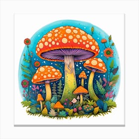 Mushrooms In The Forest 68 Canvas Print