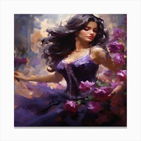 Beautiful Woman From Damascus With Long Hair Canvas Print