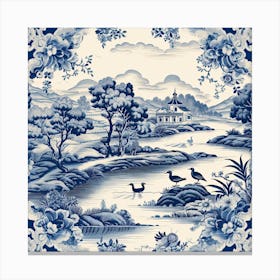 Lake District England Delft Tile Illustration 4 Canvas Print