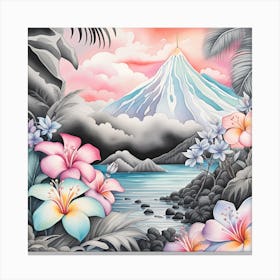 Hawaiian Sunset Monochromatic Watercolor Canvas Print