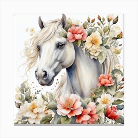 Horse With Flowers 8 Canvas Print