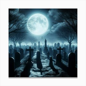 Graveyard At Night 4 Canvas Print