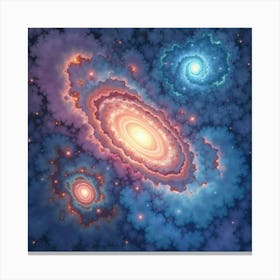 Watercolor Portrayal Of Dreamy Galactic Formations 1 Canvas Print