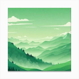 Misty mountains background in green tone 37 Canvas Print