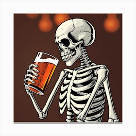 Skeleton Drinking Beer 9 Canvas Print