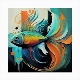 Abstract Modern Art Abstract Fish (3) Canvas Print