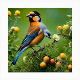 Bird Perched On A Branch Canvas Print