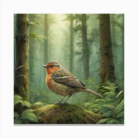 Bird In The Forest Art Print 1 Canvas Print