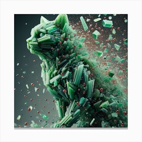 Cat from green glass 1 Canvas Print