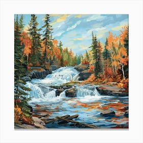 Waterfalls In Autumn Canvas Print