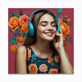 Young Woman Listening To Music 1 Canvas Print