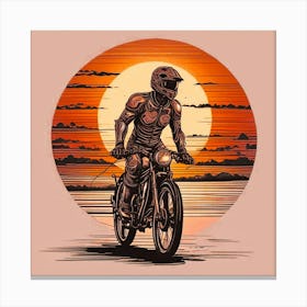 Motorcycle Rider At Sunset Leinwandbild