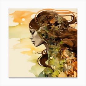 Watercolor Portrait Of A Woman 1 Canvas Print