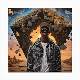 Man In Front Of A Puzzle Canvas Print