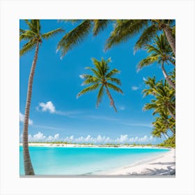 Palm Trees On The Beach Canvas Print