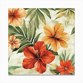 Hawaiian Flowers Art Canvas Print