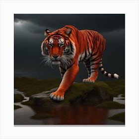 Tiger In Water Canvas Print