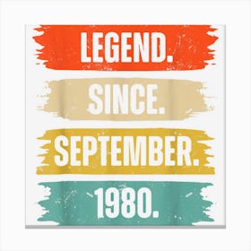 42 Years Old Gifts 42nd Birthday Legend Since September 1980 1 Canvas Print