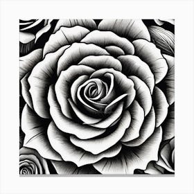 Black And White Roses 6 Canvas Print