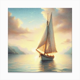 Lonely sailboat 3 Canvas Print