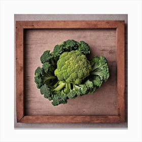 Broccoli In A Wooden Frame Canvas Print