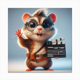 Hamster Holding A Clapper Board Canvas Print