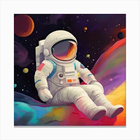 Astronaut Illustration Kids Room 4 Canvas Print