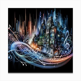 A Dynamic, Abstract Representation Of A Cityscape In The Art Nouveau Style, Characterized By Elegant, Flowing Lines And Natural Forms Canvas Print