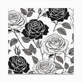 Black And White Roses 5 Canvas Print