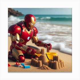 Iron Man On The Beach Canvas Print