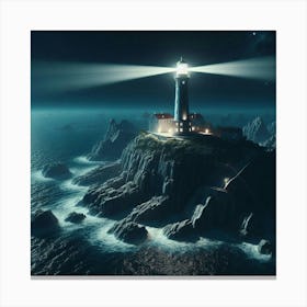 Lighthouse At Night 1 Canvas Print