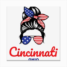 Cincinnati Ohio Retro Messy Bun Canvas Print