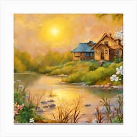 House By The River Canvas Print