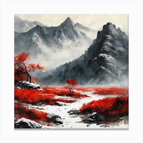 Chinese Mountains Landscape Painting (32) Canvas Print