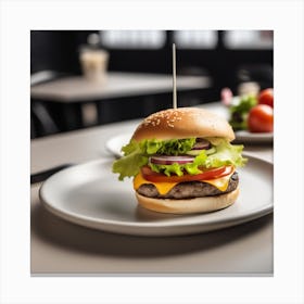 Hamburger On A Plate 31 Canvas Print