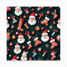 A Festive Tapestry Santa And Christmas Cheer Canvas Print