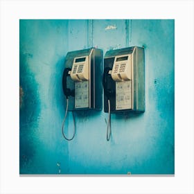 Public Telephones Cuba Square Canvas Print