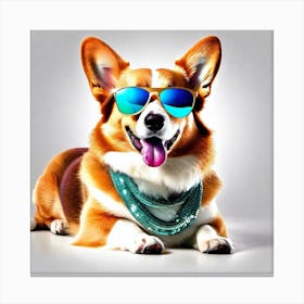 Corgi In Sunglasses 2 Canvas Print