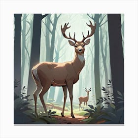 Deer In The Woods 15 Canvas Print